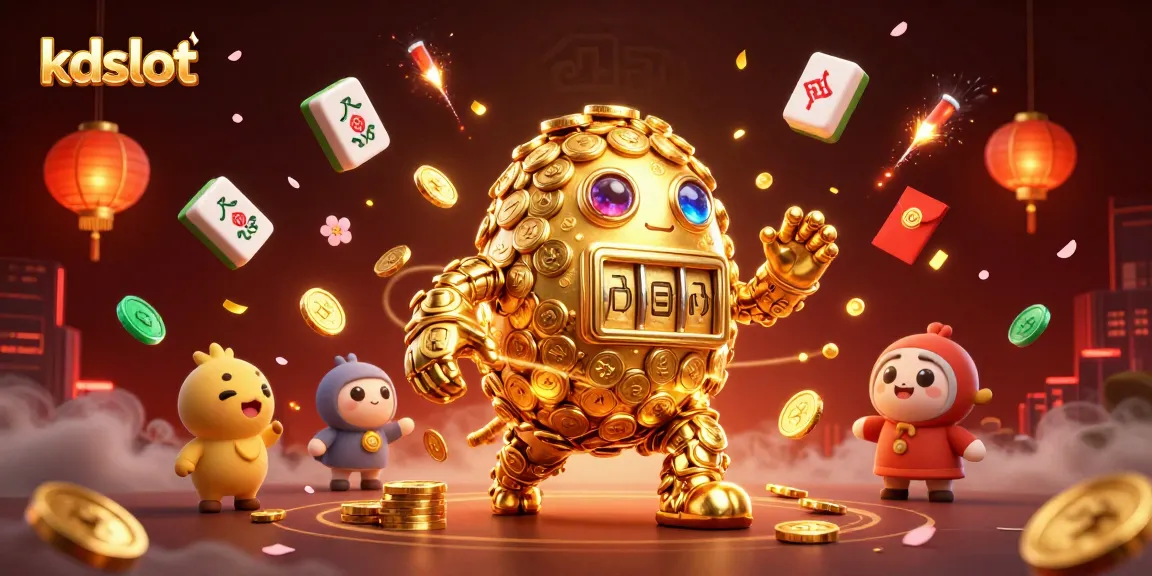 Experience excitement with kdslot's animated golden golem and vibrant casino elements!
