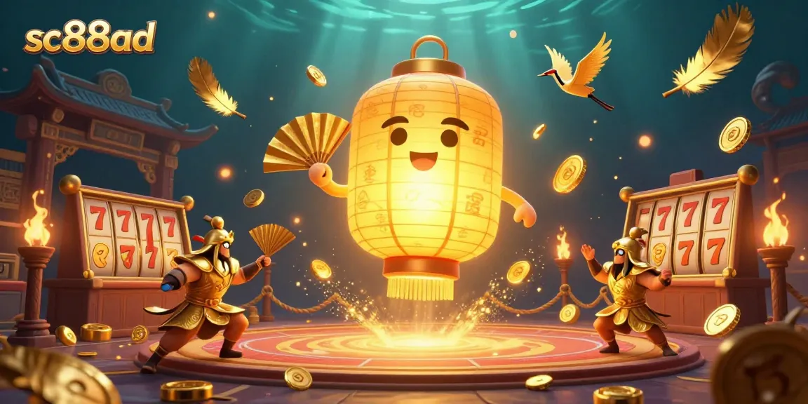 Experience thrilling gaming action with sc88ad's vibrant casino scene, showcasing a magical lantern spirit and dynamic gameplay.