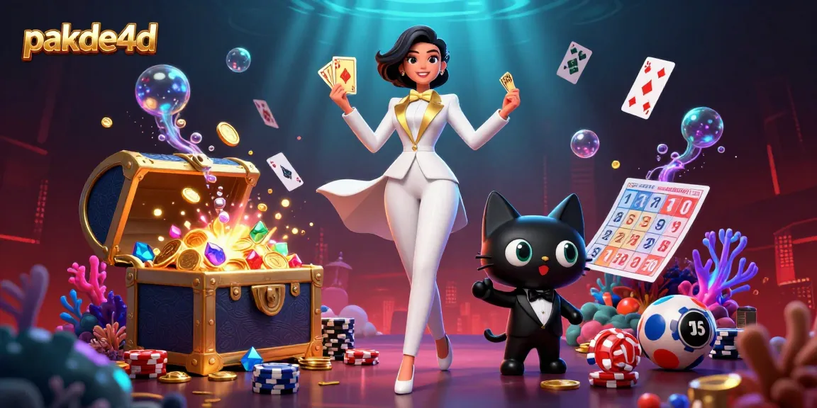 Engage in the thrilling universe of pakde4d with an extravagant scene featuring a woman in a tuxedo shuffling cards alongside a tuxedo cat.