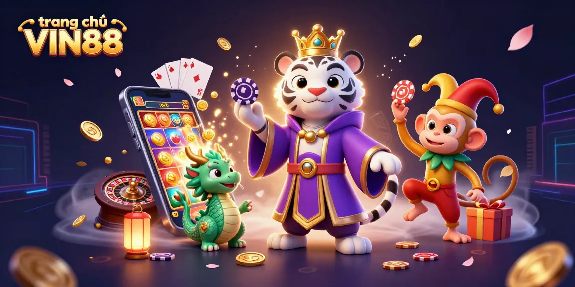 Experience the excitement of trang chủ VIN88 with vibrant casino characters and dynamic gaming elements.