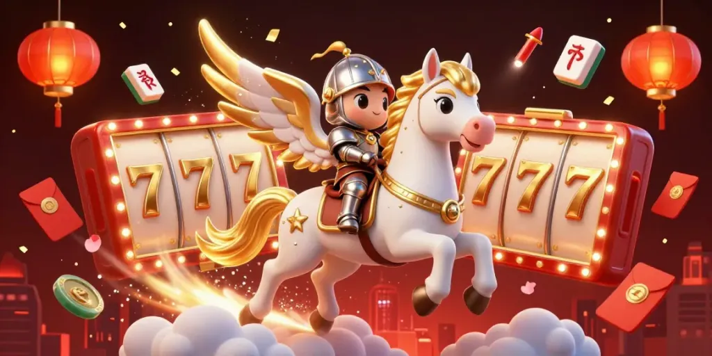 Raja Zeus menunjukkan slot 3D dengan jackpot berkilau dan 7 keberuntungan saat bermain di awan.