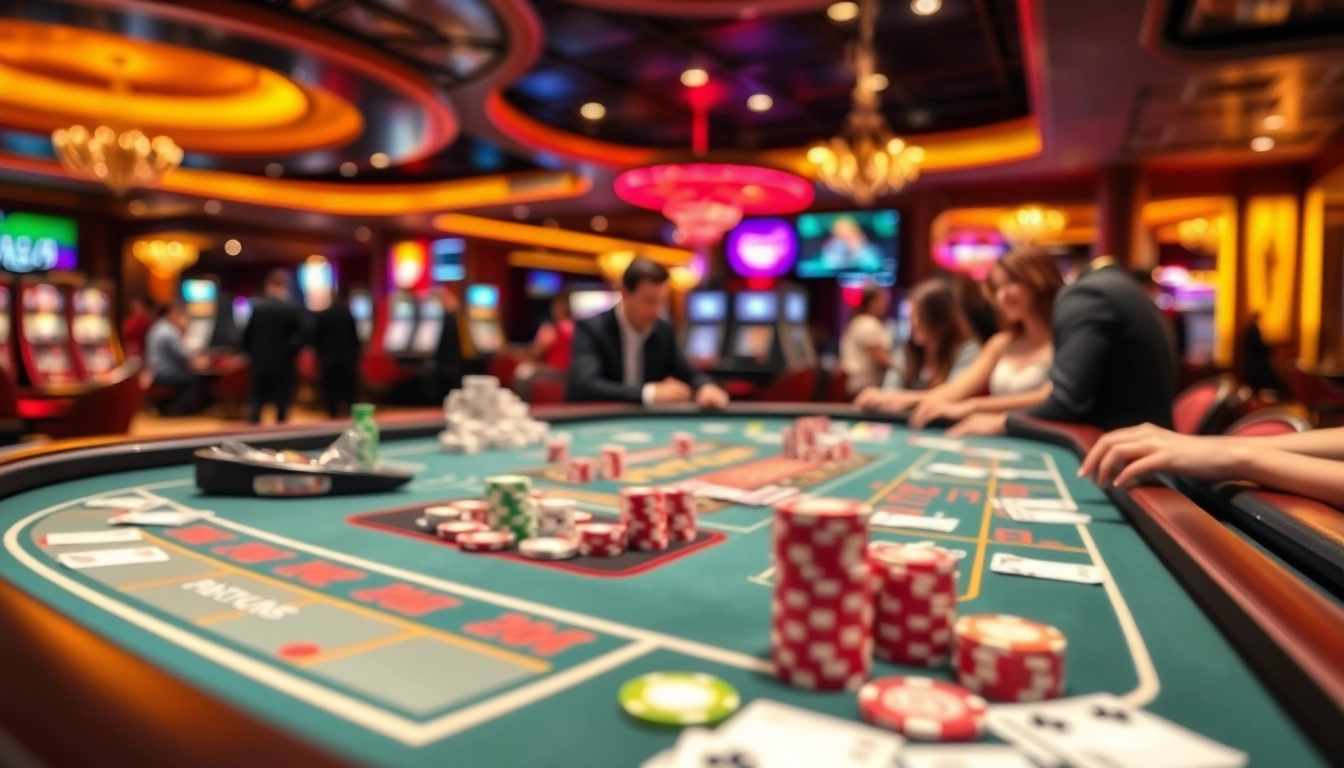 Engaging casino bonuses attracting players at a lively gaming table.