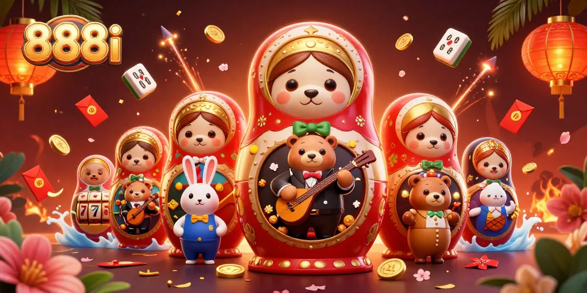 Engage with the exciting world of 888i as a Matryoshka bear reveals casino dealers, enriched by dynamic gaming elements.