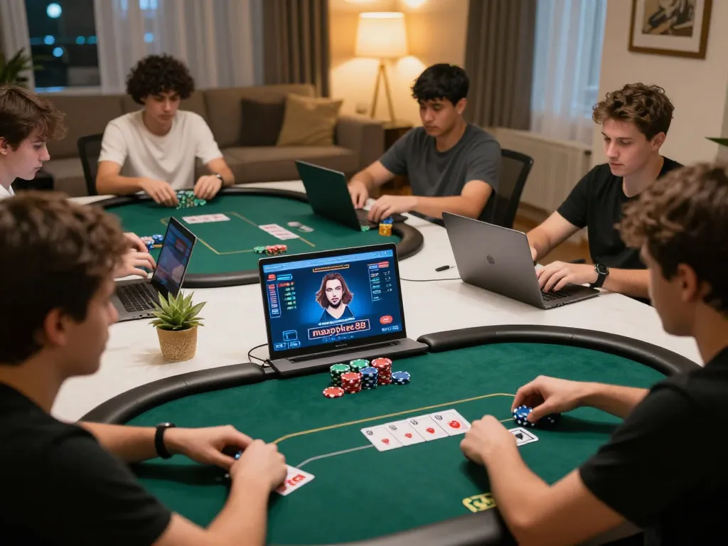 Players engaging in a thrilling game on maxpoker88, showcasing poker strategy and excitement.