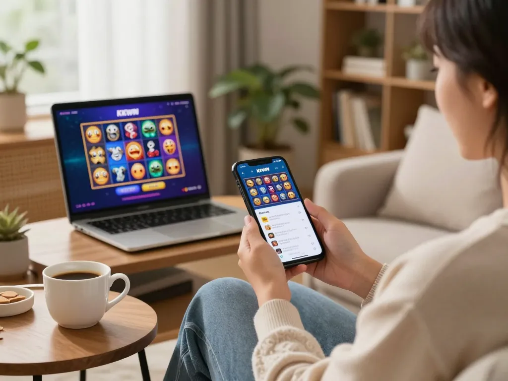 Experience KKWIN gaming on mobile app with a user engaged and comfortable at home