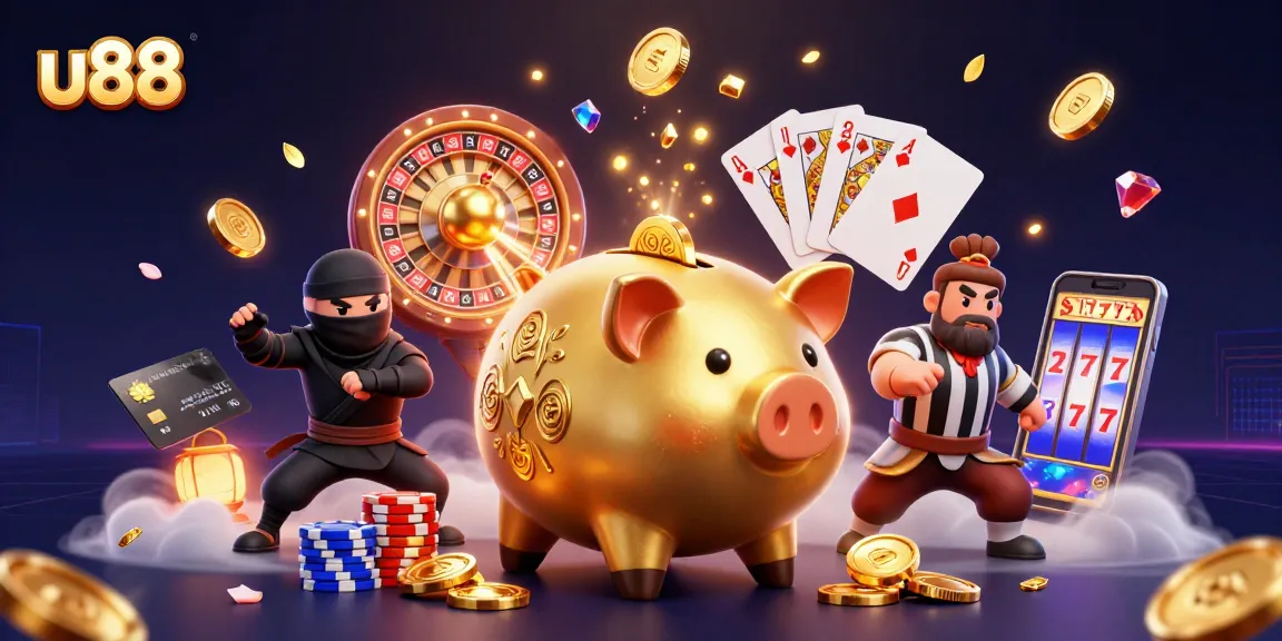 Experience thrilling casino action with u88's vibrant characters and golden riches.