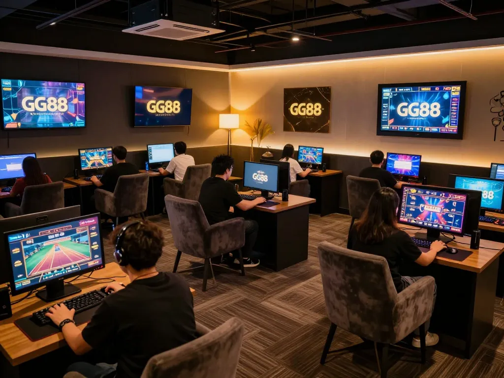 Players engaging with GG 88 live dealer games in a modern online gaming lounge.
