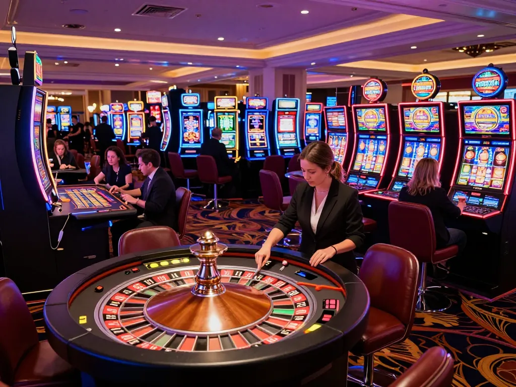 Players enjoying an exciting roulette game at mm 88 casino, vibrant lights and gaming tables filling the scene.