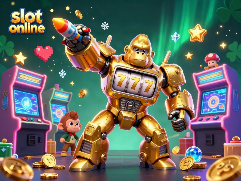 Experience the thrill of slot online games with dynamic, colorful visuals in a 3D casino world.