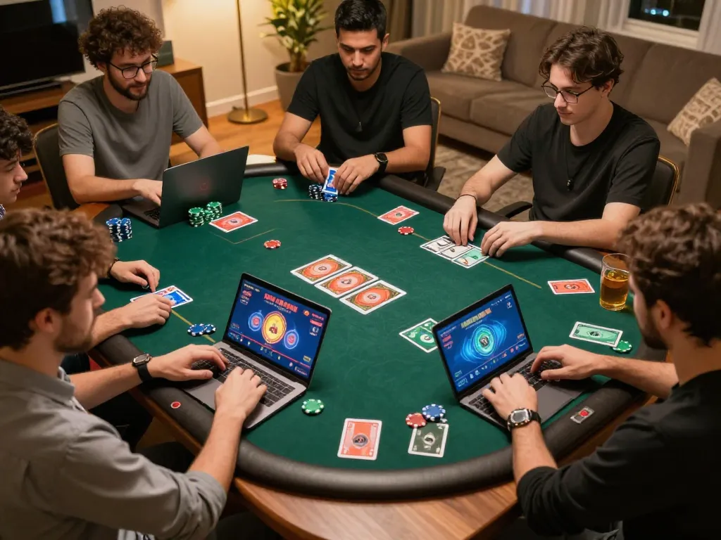 Jagoan86 online poker game session with players at home engaged in strategic gameplay.
