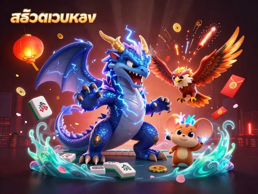 Experience the thrill of สล็อตเว็บตรง with vibrant characters and casino elements in a dynamic scene.