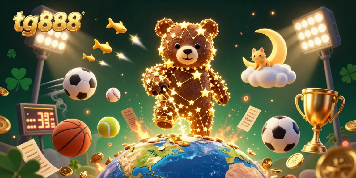 Experience the excitement of tg888 as the golden constellation bear collects coins amid dynamic gaming elements.