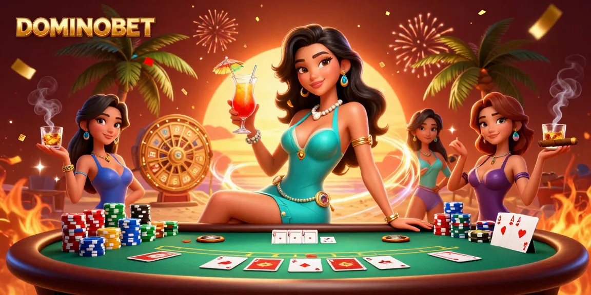 Experience thrilling gaming with DOMINOBET at our vibrant casino illustration.
