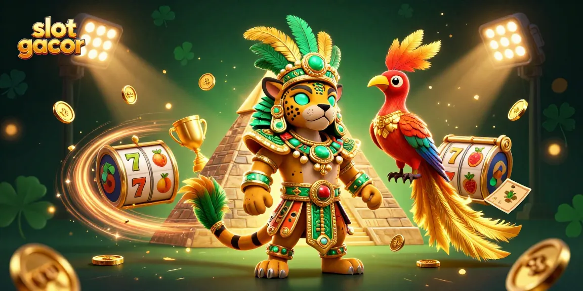 Rasakan sensasi slot gacor dengan simbol kemenangan dan elemen dinamis dalam ilustrasi 3D yang memikat ini.