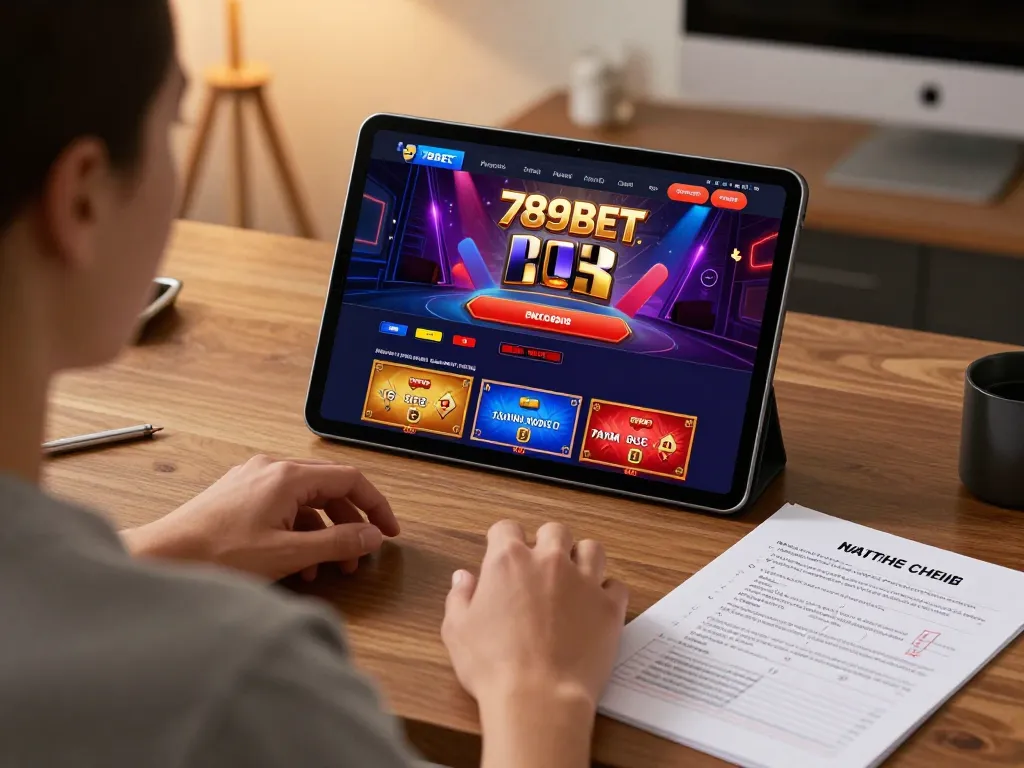 Experience online gaming with 789BET in a stylish home environment, user engaged with tablet.