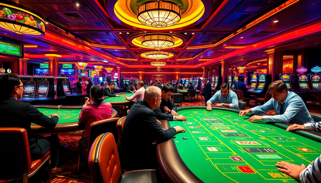 Captivating view of players enjoying w88 gaming experience in a vibrant casino setting.