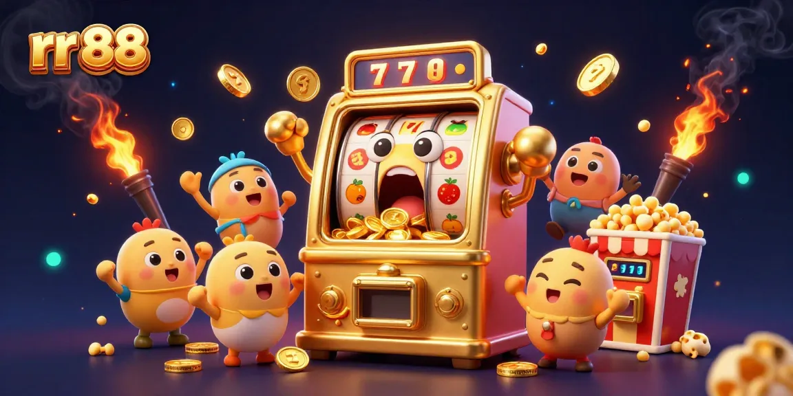 Experience the excitement of rr 88 with a golden slot machine winning a jackpot.