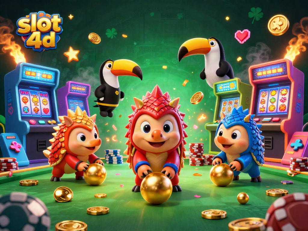 Menyaksikan slot 4d saat dua armadillo bersaing menggulingkan bola emas di kasino berwarna-warni.