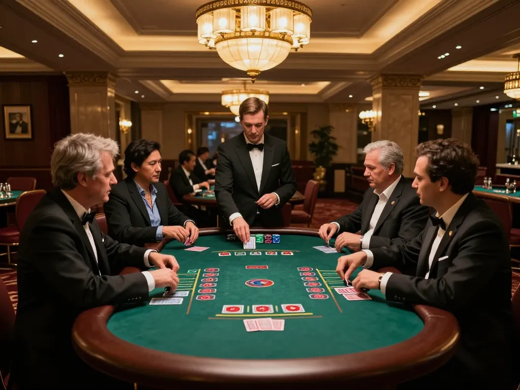 Players strategizing at the SC88 blackjack table in an upscale casino setting.