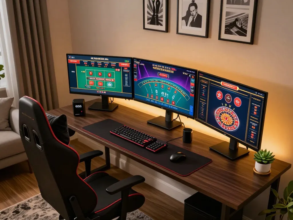 Experience 98win vin with immersive online gambling at a stylish home setup.