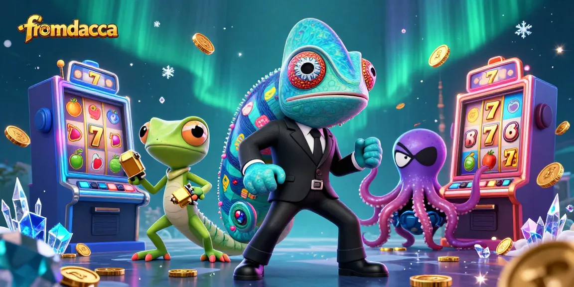 Experience thrilling slots with fromdacca's colorful 3D illustration featuring dynamic animated elements.
