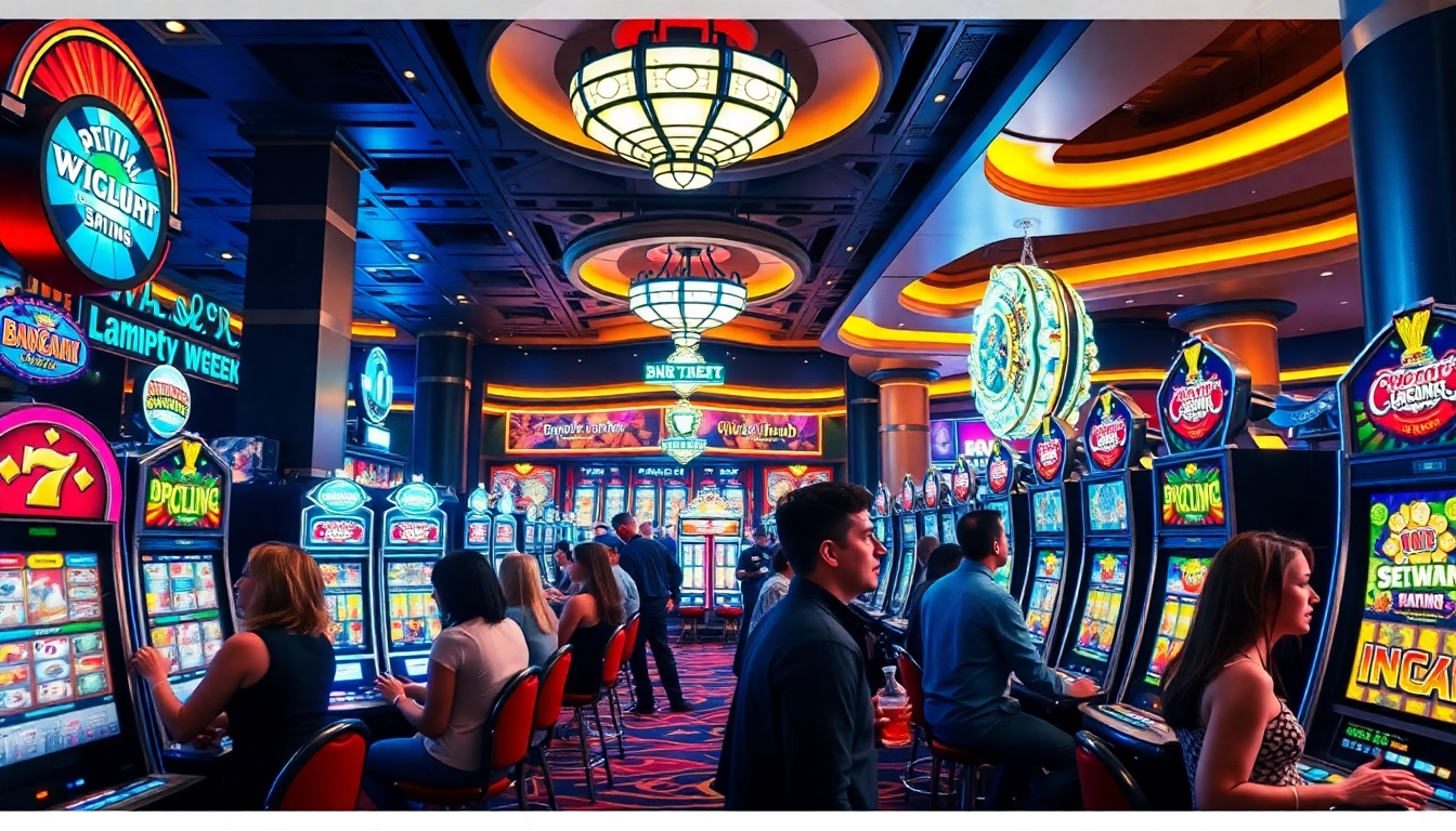 Experience the thrill of as38 slot gacor terpercaya with lively players and colorful machines in a casino.