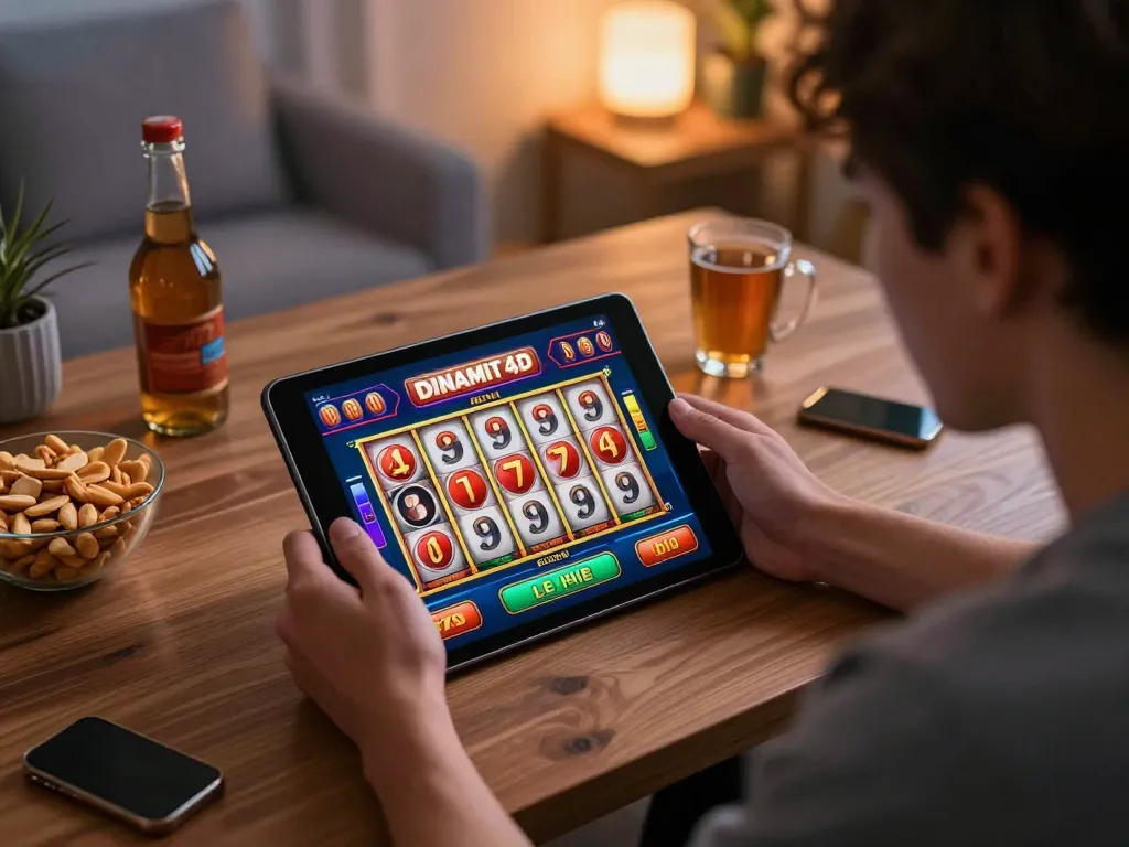 Engaged player using the dinamit4d app for an exciting online casino experience.