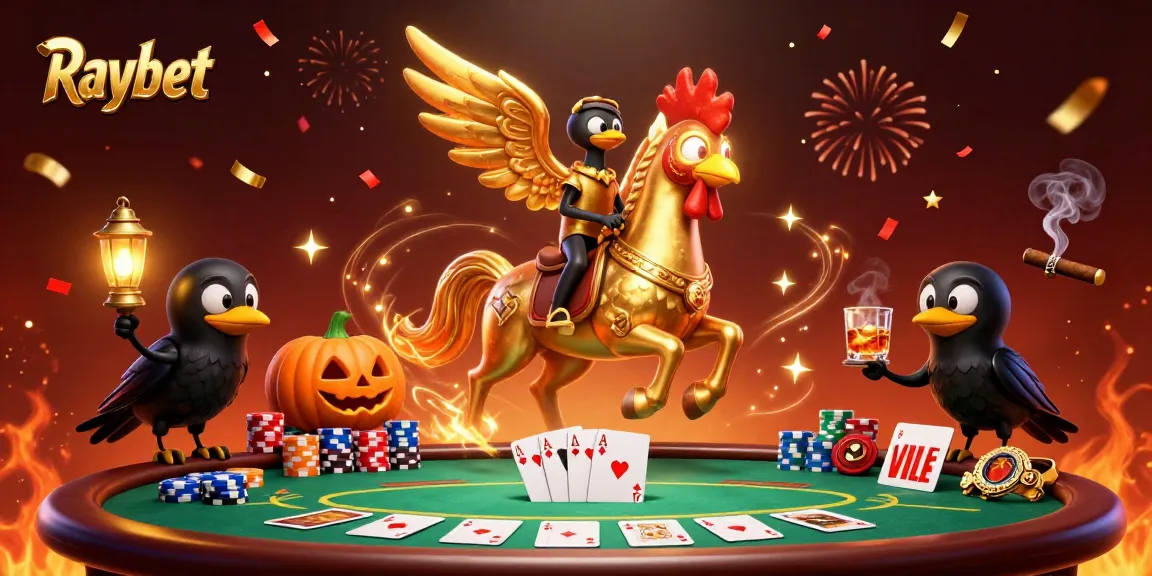 Experience the thrill of winning with Raybet at a vibrant casino illustration featuring poker excitement.