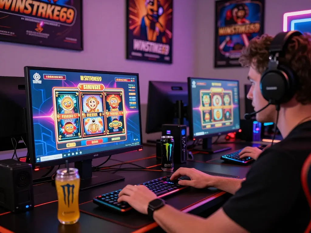 Engaging gaming scene with online casino interface showcasing winstrike69 excitement and vibrant visuals.