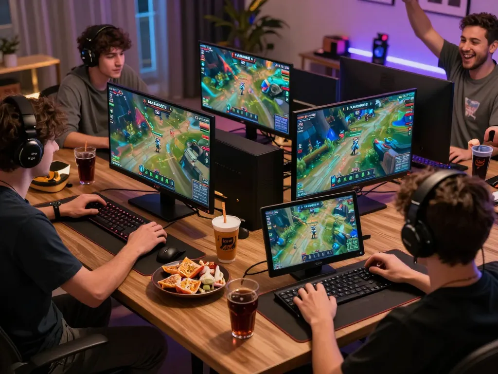 MPO08 players strategizing during an intense online gaming session, highlighting competitive fun and community.