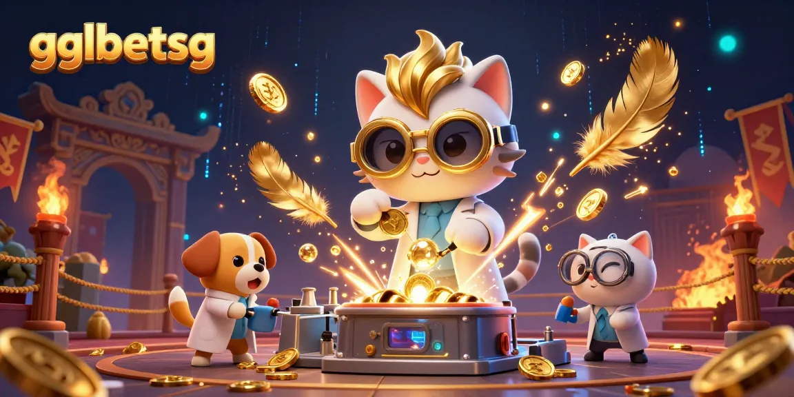 gglbetsg showcases an exhilarating esports betting scene with a mad scientist cat and lab assistant dog.