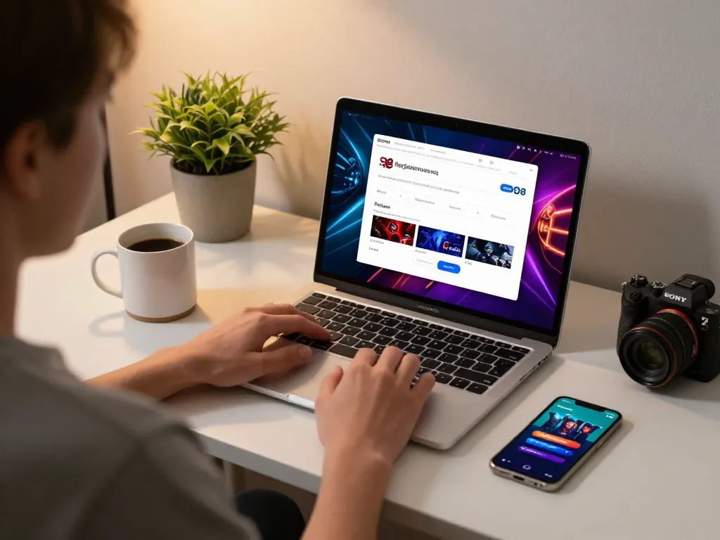 Registering for SC88 online gaming with a laptop, showcasing an inviting home atmosphere