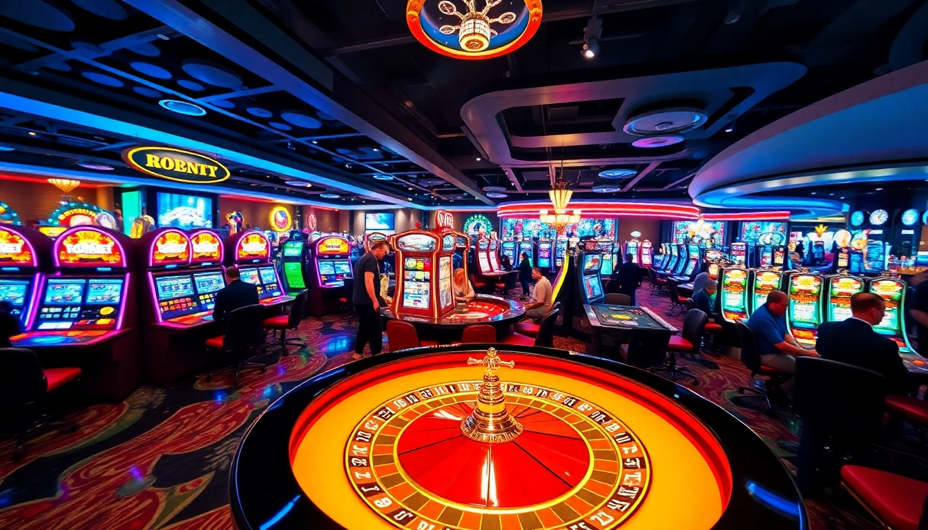 Mainkan bbni4d di kasino modern dengan mesin slot dan meja permainan yang cemerlang.