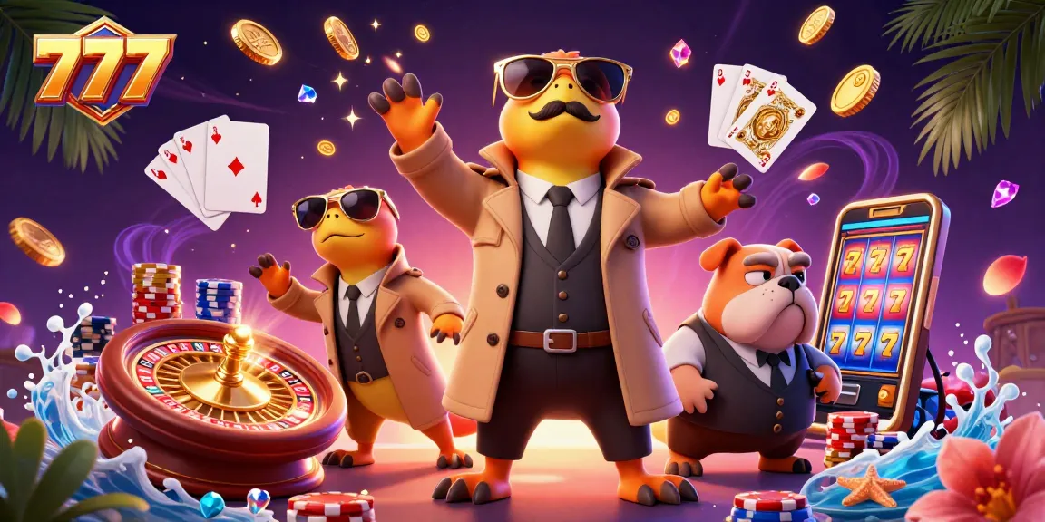 Experience the thrill of 777 at the casino with cartoon raptors sneaking into a VIP lounge.