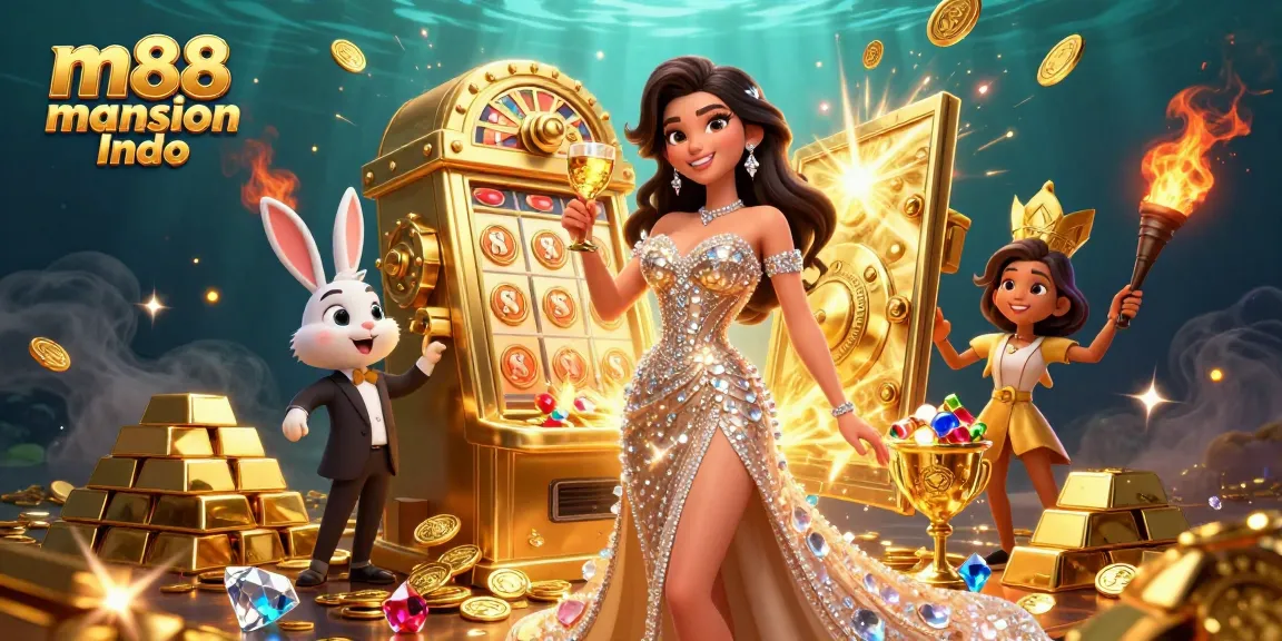 Rasakan m88 mansion Indo dengan visual kasino yang mendebarkan, menampilkan pemenang glamor merayakan di samping jackpot.