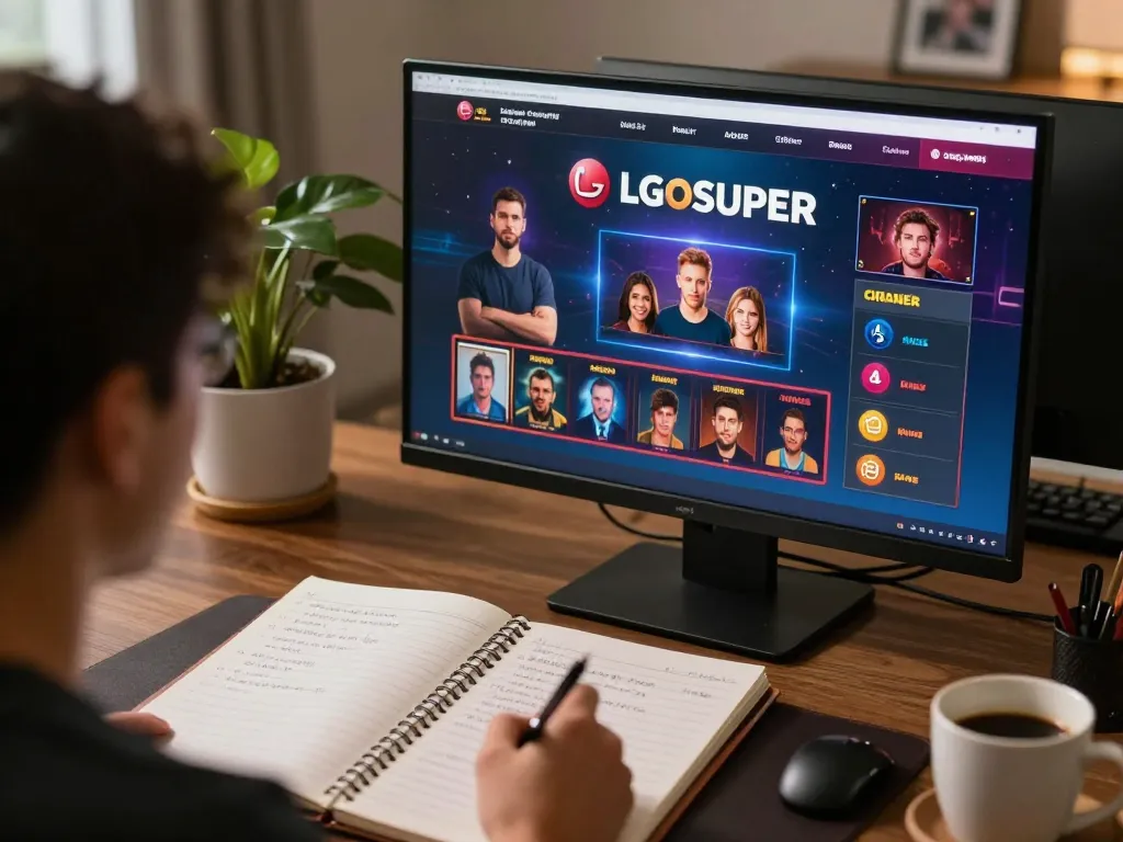 Experience the excitement of online gaming with LGOSUPER via a casual home setup featuring strategic notes.