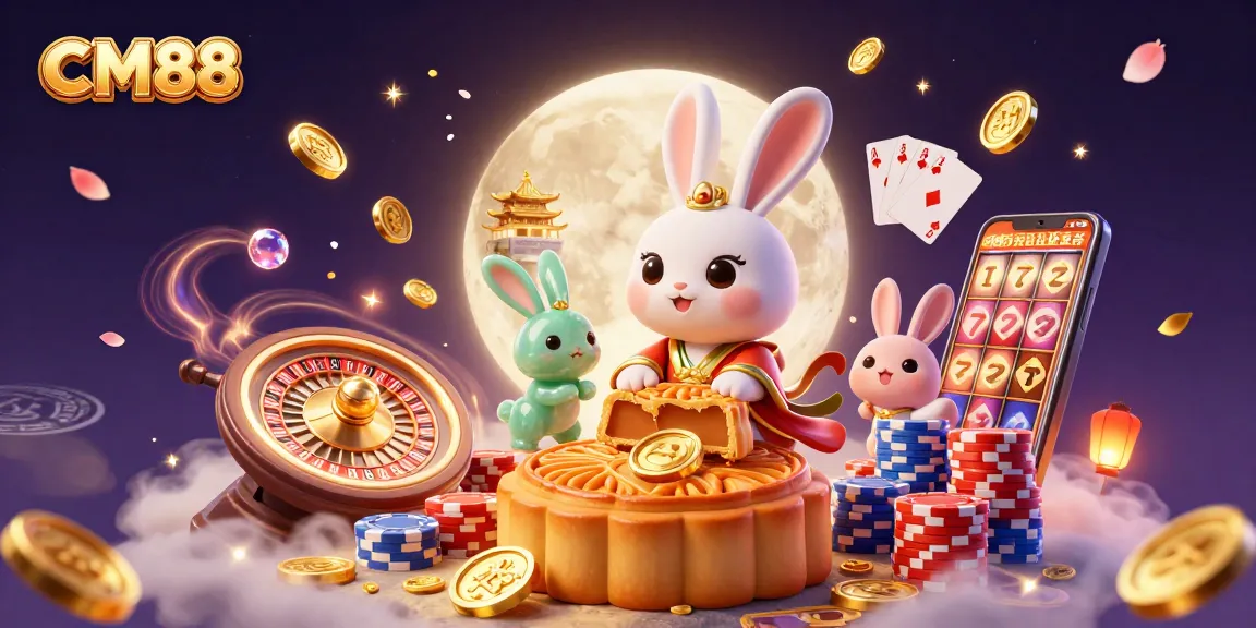 Experience the excitement of CM88 at the moon casino with unique characters and vibrant casino elements.