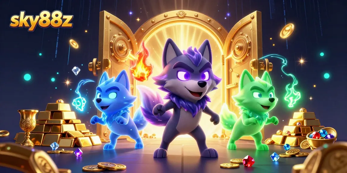 Engage with sky88z's thrilling gaming experience featuring dynamic wolves and treasure.