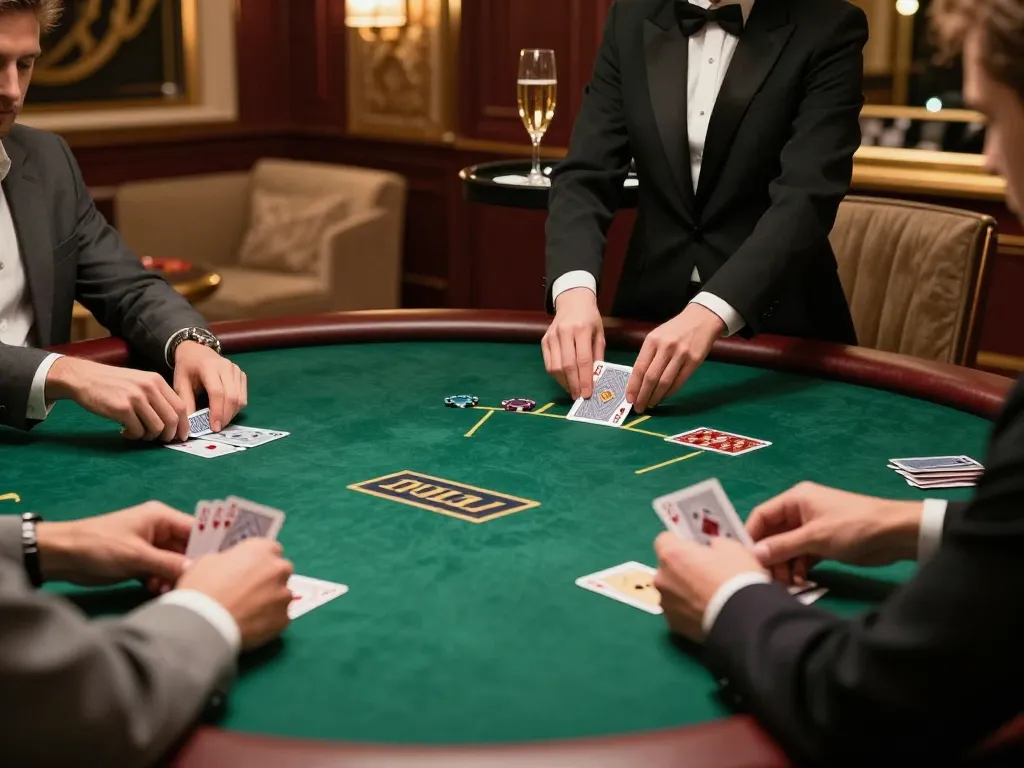 High-stakes poker game in exclusive VIP area at Hi88, showcasing players and cards in action.