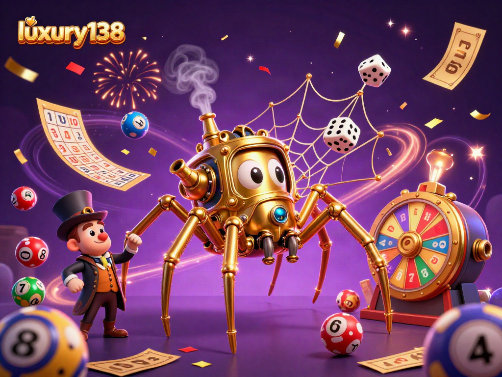 Luxury138 menangkap momen beruntung dengan bola lotere berwarna-warni dan efek confetti.
