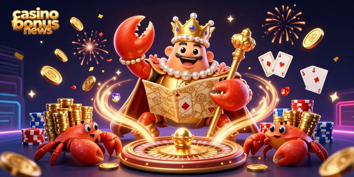 Casino bonus news promoting exciting gaming offers with a vibrant 3D crab emperor scene.