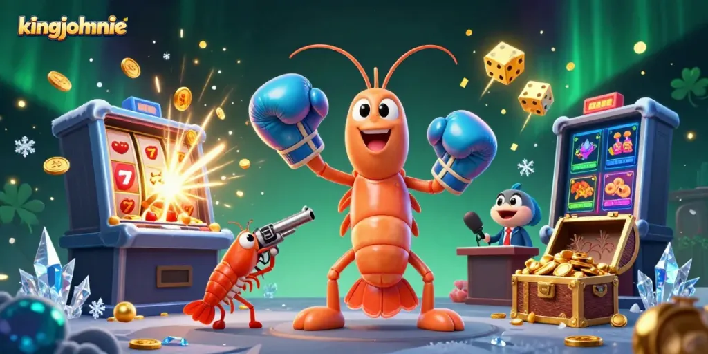 Experience thrilling wins at kingjohnnie with an action-packed casino scene featuring vibrant slot machines and risky gameplay elements.