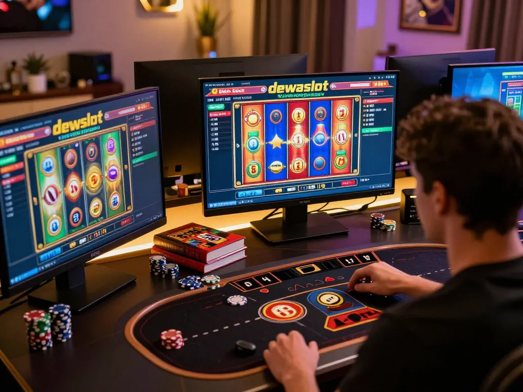 Engaging online casino gameplay on dewaslot with colorful slot reels reflecting excitement and strategy