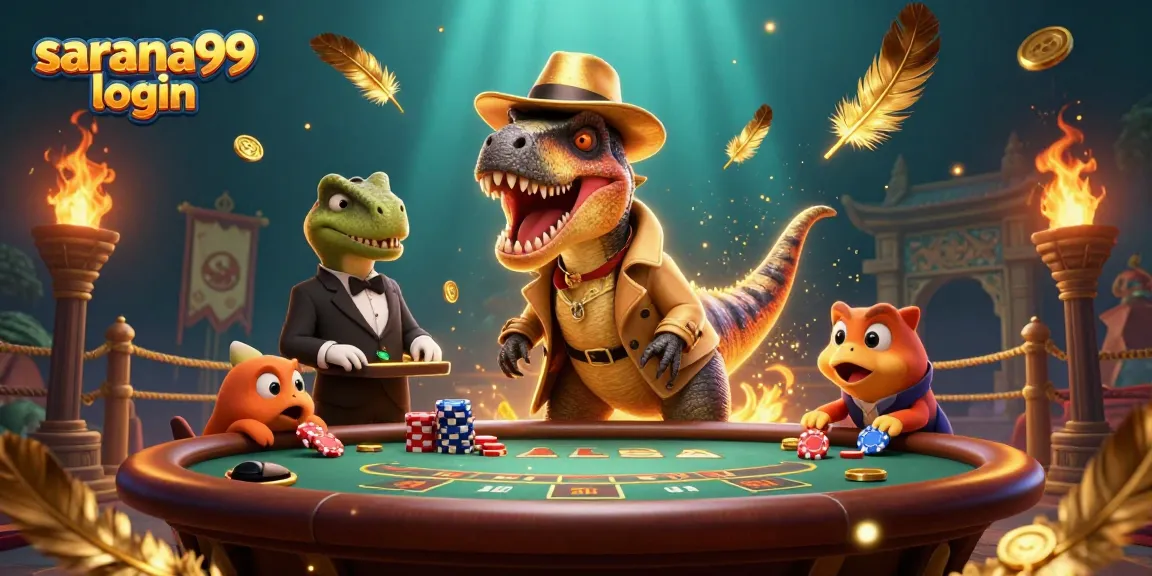 Experience thrilling action at the blackjack table with sarana99 login featuring unique dinosaur characters.
