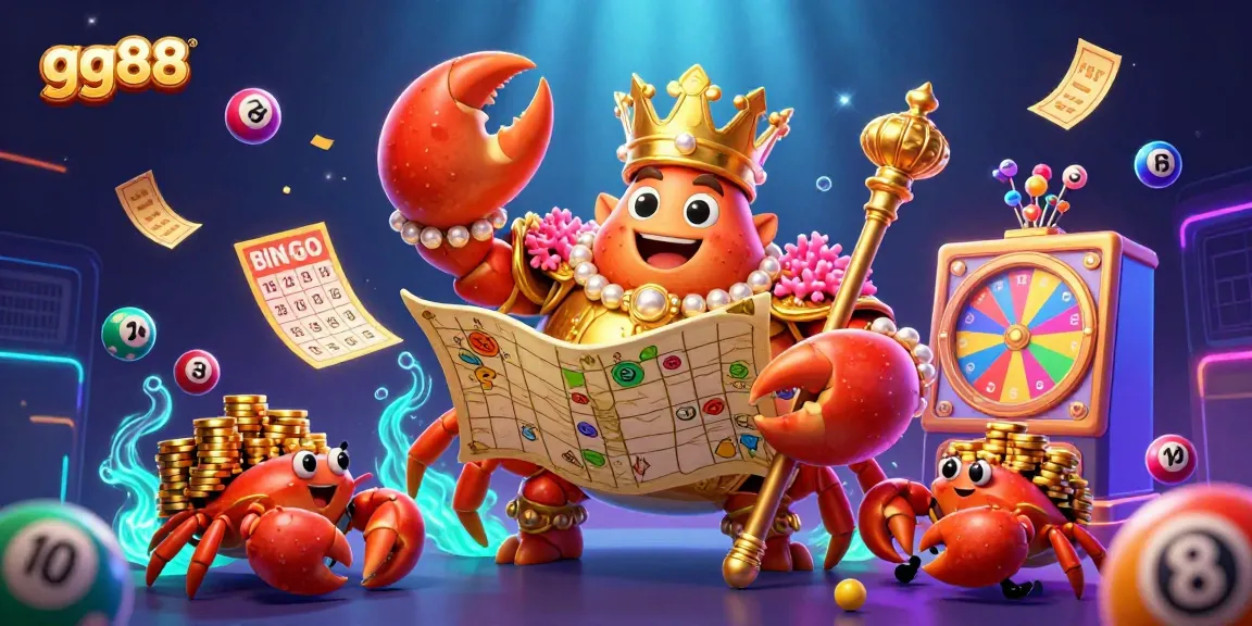 Experience the magic of gg88 with vibrant lottery elements and a majestic crab emperor