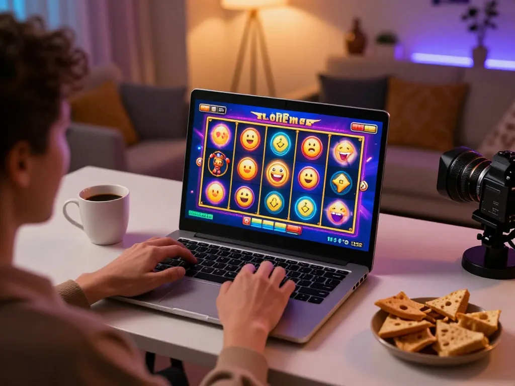 Pengalaman permainan online Bintangmpo dengan pemain terlibat dalam permainan slot di pengaturan rumah yang stylish