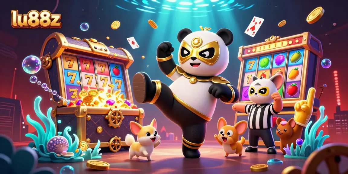 Experience thrilling action with lu88z as the panda wrestler kicks while chihuahua counts amidst exploding treasures!