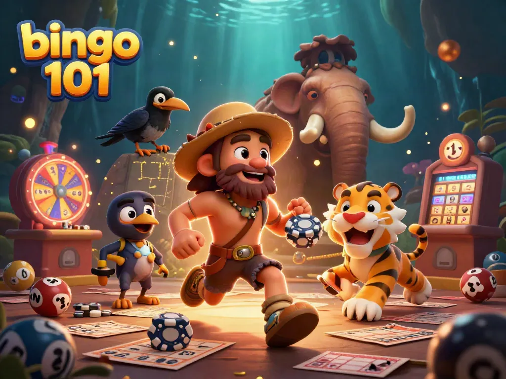 Experience the thrill of bingo 101 in a vibrant 3D scene with dynamic characters and action.