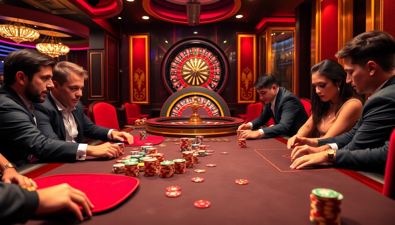 Exciting casino scene at https://rr88c.mobi/ showcasing luxury poker gameplay and vibrant ambiance.