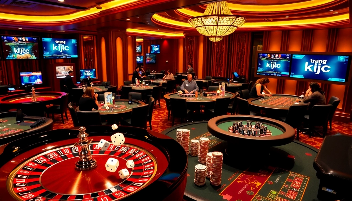 Engaged players enjoying games at a bustling casino, exploring the excitement of trang kjc.